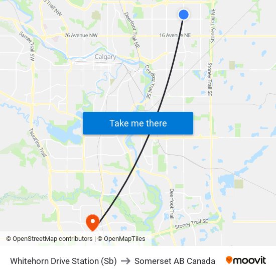 Whitehorn Drive Station (Sb) to Somerset AB Canada map