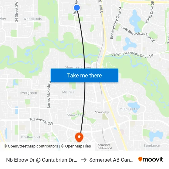 Nb Elbow Dr @ Cantabrian Dr SW to Somerset AB Canada map