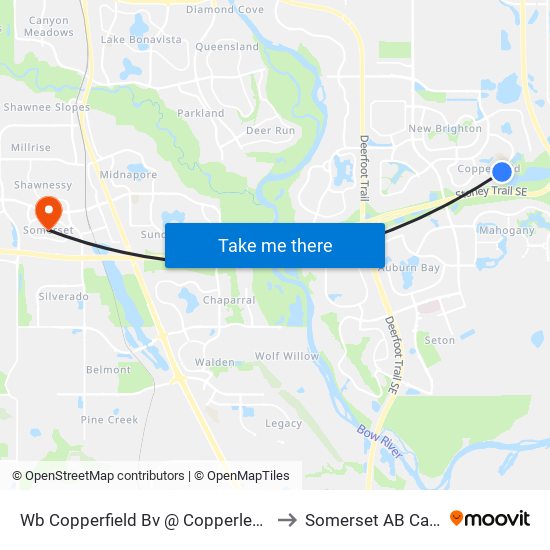 Wb Copperfield Bv @ Copperleaf Ps SE to Somerset AB Canada map