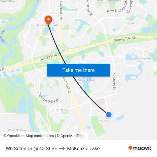 Wb Seton Dr @ 45 St SE to McKenzie Lake map