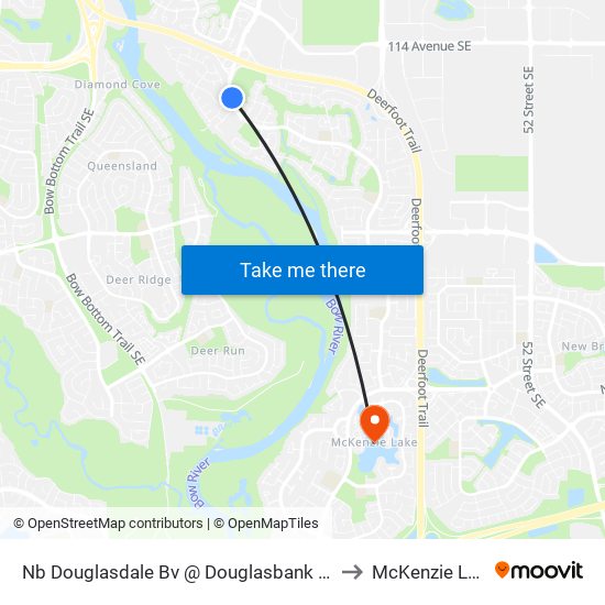 Nb Douglasdale Bv @ Douglasbank Dr SE to McKenzie Lake map