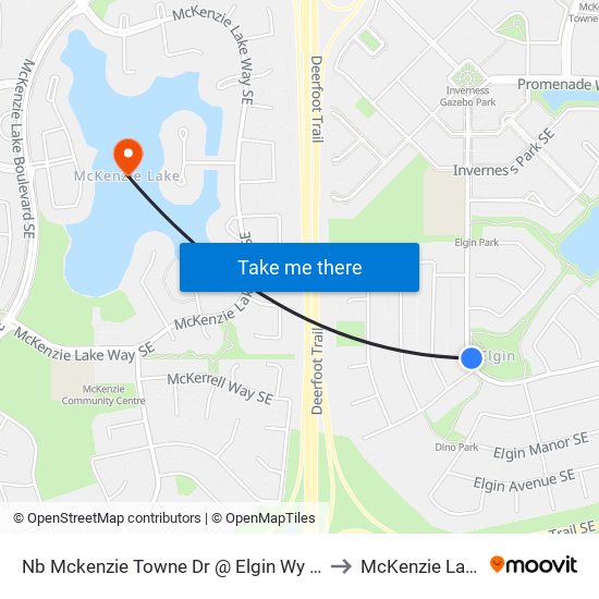 Nb Mckenzie Towne Dr @ Elgin Wy SE to McKenzie Lake map