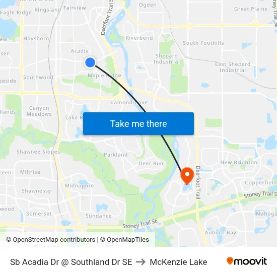 Sb Acadia Dr @ Southland Dr SE to McKenzie Lake map