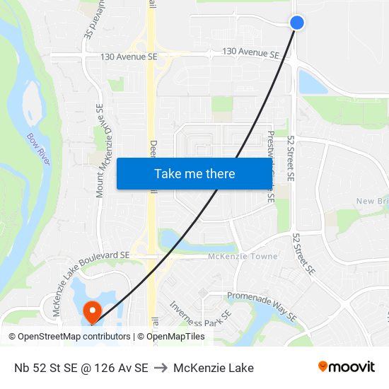 Nb 52 St SE @ 126 Av SE to McKenzie Lake map