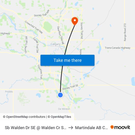 Sb Walden Dr SE @ Walden Cr SE (N.Leg) to Martindale AB Canada map