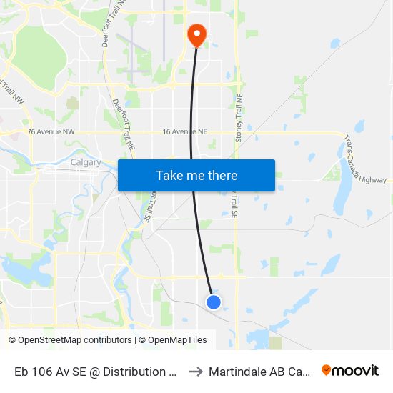 Eb 106 Av SE @ Distribution Center to Martindale AB Canada map