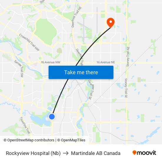 Rockyview Hospital (Nb) to Martindale AB Canada map