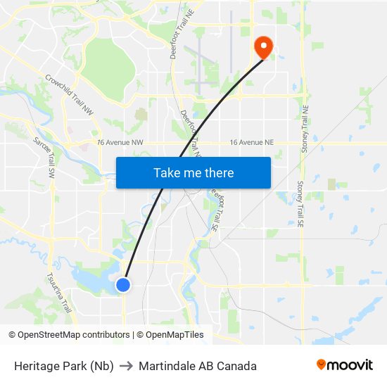 Heritage Park (Nb) to Martindale AB Canada map