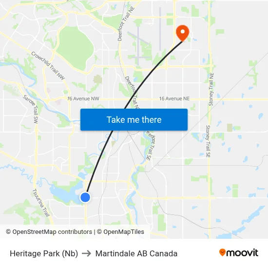 Heritage Park (Nb) to Martindale AB Canada map