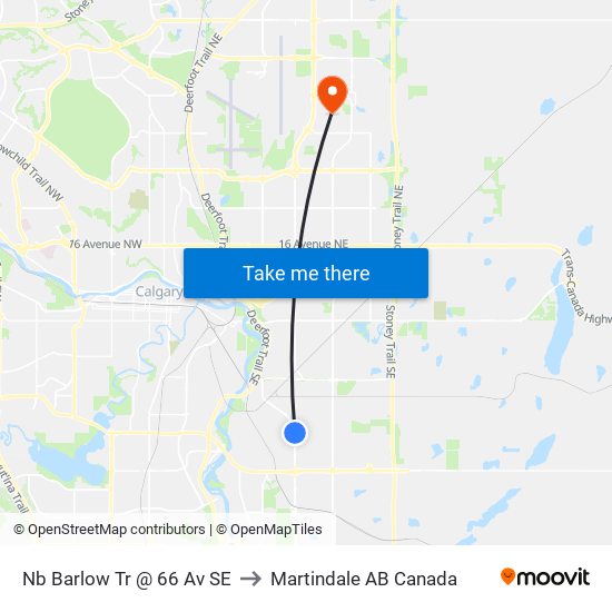 Nb Barlow Tr @ 66 Av SE to Martindale AB Canada map