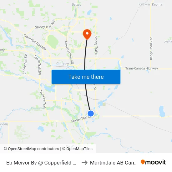 Eb Mcivor Bv @ Copperfield Bv SE to Martindale AB Canada map