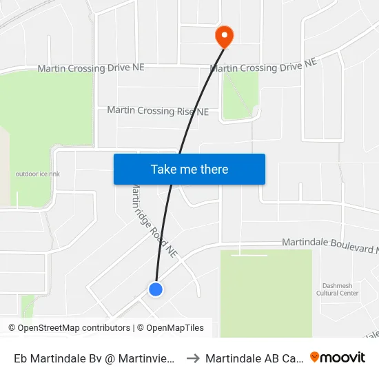 Eb  Martindale Bv @ Martinview Rd NE to Martindale AB Canada map