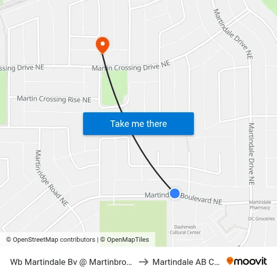 Wb Martindale Bv @ Martinbrook Ga NE to Martindale AB Canada map
