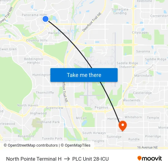 North Pointe Terminal H to PLC Unit 28-ICU map