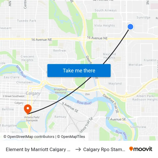 Element by Marriott Calgary Airport to Calgary Rpo Stampede map