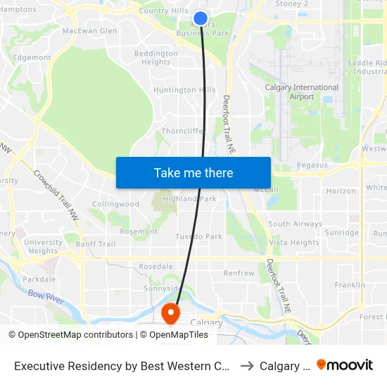 Executive Residency by Best Western Calgary City View North to Calgary Tower map