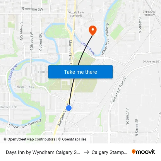 Days Inn by Wyndham Calgary South to Calgary Stampede map