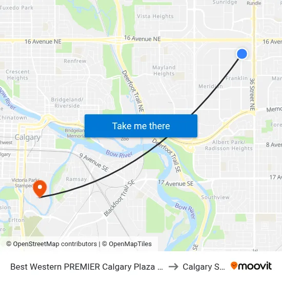 Best Western PREMIER Calgary Plaza Hotel & Conference Centre to Calgary Stampede map