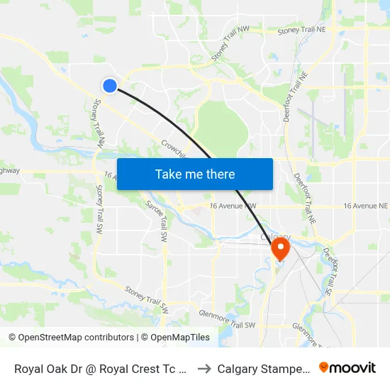 Royal Oak Dr @ Royal Crest Tc Nw to Calgary Stampede map