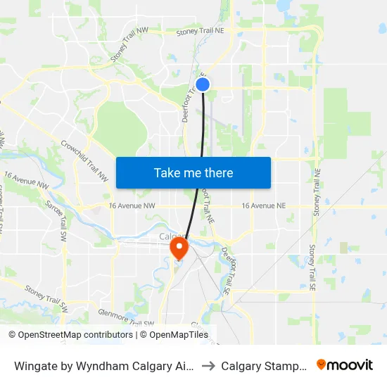 Wingate by Wyndham Calgary Airport to Calgary Stampede map