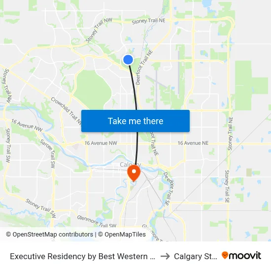 Executive Residency by Best Western Calgary City View North to Calgary Stampede map