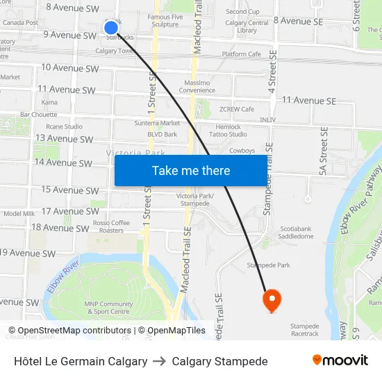 Hôtel Le Germain Calgary to Calgary Stampede map