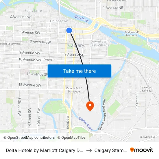 Delta Hotels by Marriott Calgary Downtown to Calgary Stampede map