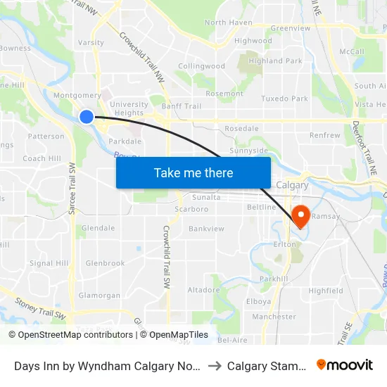 Days Inn by Wyndham Calgary Northwest to Calgary Stampede map