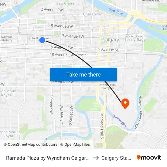 Ramada Plaza by Wyndham Calgary Downtown to Calgary Stampede map
