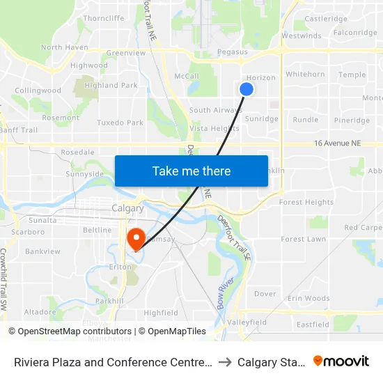 Riviera Plaza and Conference Centre Calgary Airport to Calgary Stampede map