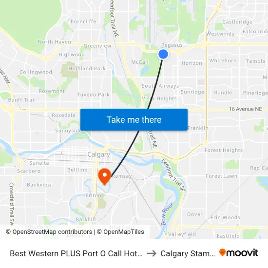 Best Western PLUS Port O Call Hotel Calgary to Calgary Stampede map