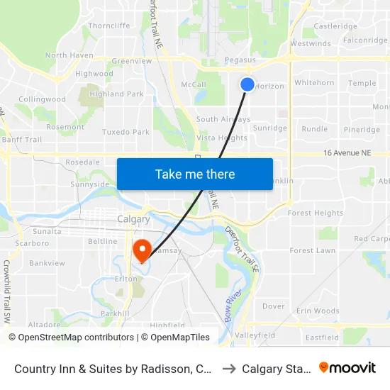 Country Inn & Suites by Radisson, Calgary-Northeast to Calgary Stampede map