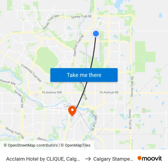 Acclaim Hotel by CLIQUE, Calgary to Calgary Stampede map
