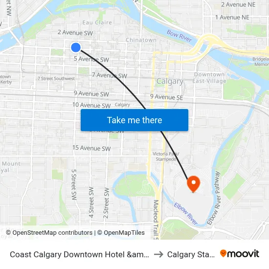 Coast Calgary Downtown Hotel &amp; Suites by APA to Calgary Stampede map