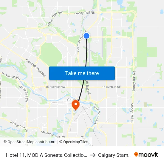 Hotel 11, MOD A Sonesta Collection, Calgary to Calgary Stampede map