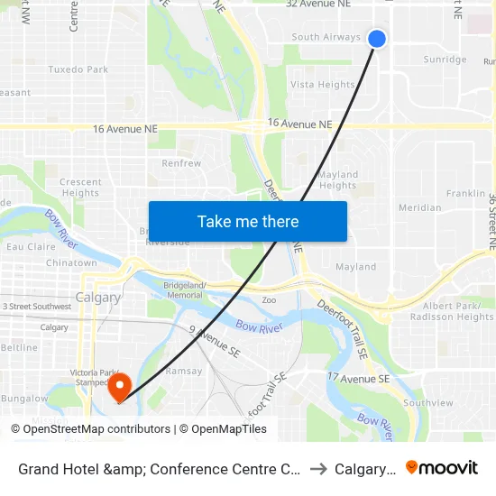 Grand Hotel &amp; Conference Centre Calgary Airport, an Ascend Collection Hotel to Calgary Stampede map