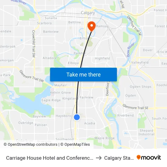 Carriage House Hotel and Conference Centre, Calgary to Calgary Stampede map