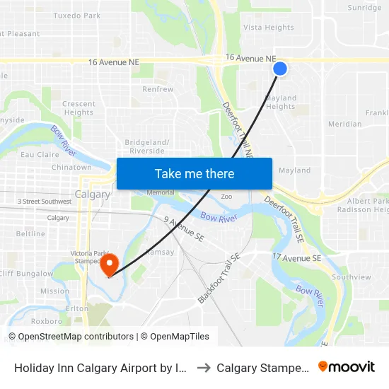 Holiday Inn Calgary Airport by IHG to Calgary Stampede map