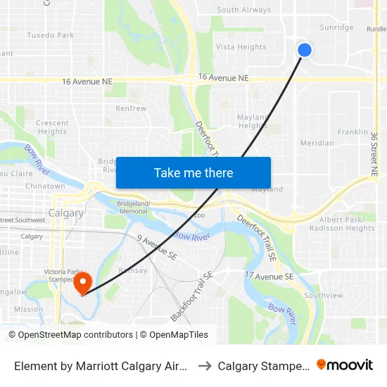 Element by Marriott Calgary Airport to Calgary Stampede map