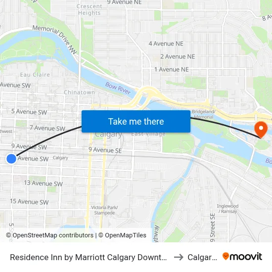 Residence Inn by Marriott Calgary Downtown/Beltline District to Calgary zoo map