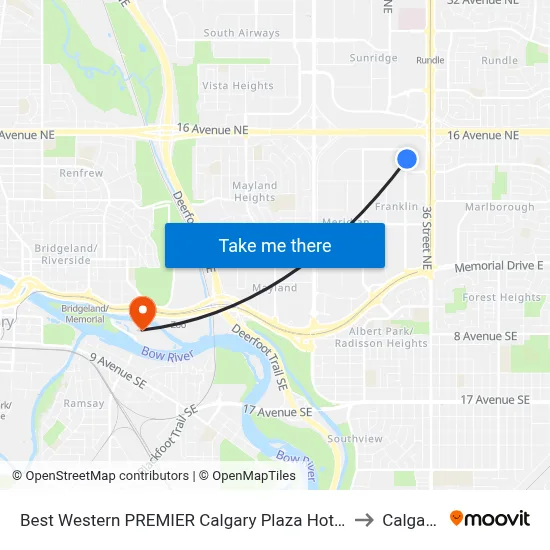 Best Western PREMIER Calgary Plaza Hotel & Conference Centre to Calgary zoo map