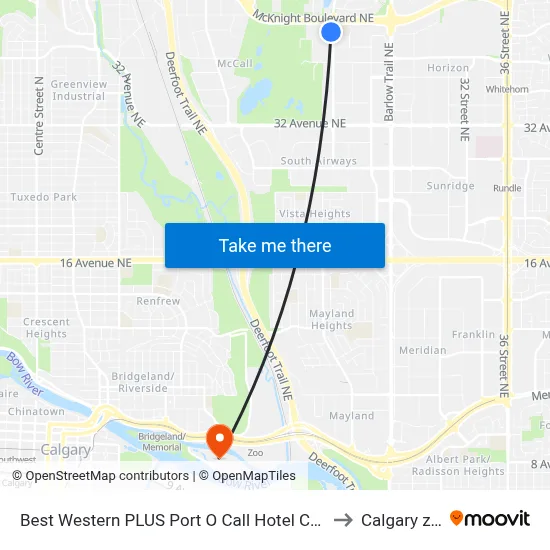 Best Western PLUS Port O Call Hotel Calgary to Calgary zoo map