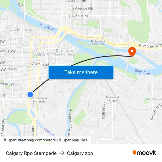 Calgary Rpo Stampede to Calgary zoo map