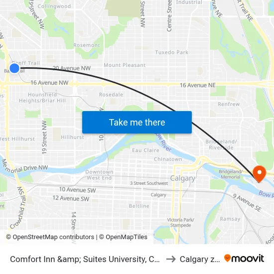 Comfort Inn &amp; Suites University, Calgary to Calgary zoo map