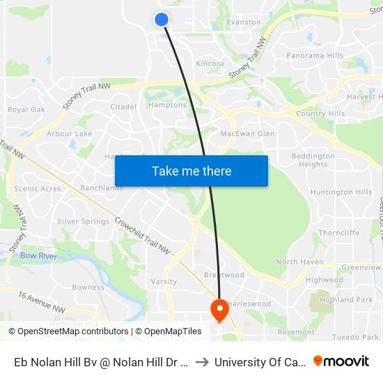 Eb Nolan Hill Bv @ Nolan Hill Dr Farside to University Of Calgary map