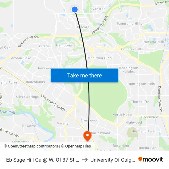 Eb Sage Hill Ga @  W. Of 37 St NW to University Of Calgary map
