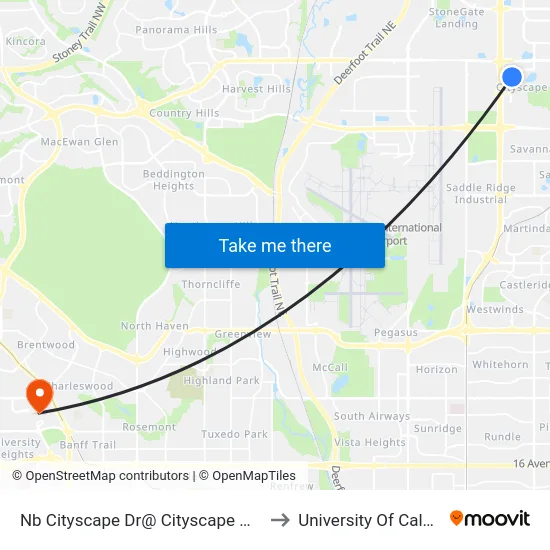 Nb Cityscape Dr@ Cityscape Mr NE to University Of Calgary map