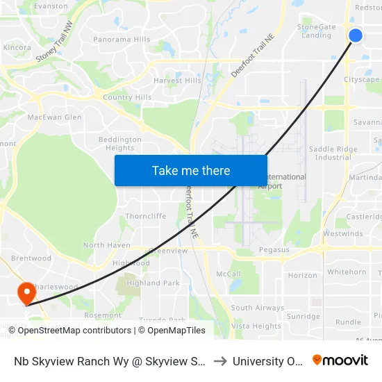 Nb Skyview Ranch Wy @ Skyview Springs Mr South NE to University Of Calgary map