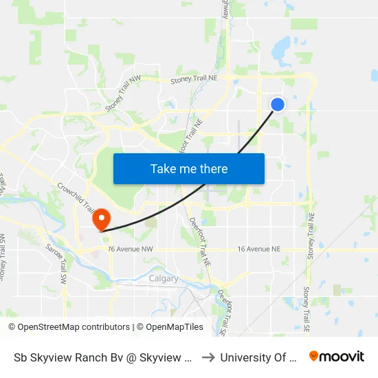 Sb Skyview Ranch Bv @ Skyview Point Cm NE to University Of Calgary map