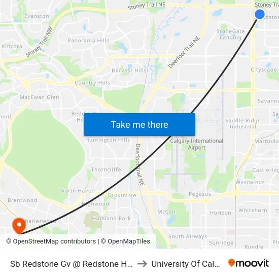 Sb Redstone Gv @ Redstone He NE to University Of Calgary map